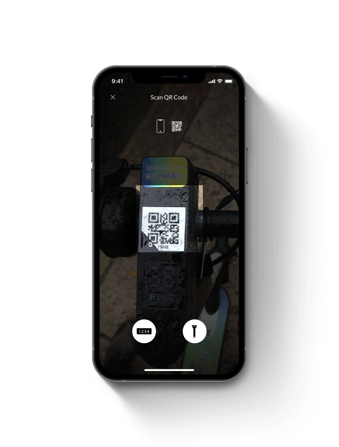 Scansiona il codice QR per sbloccare il veicolo